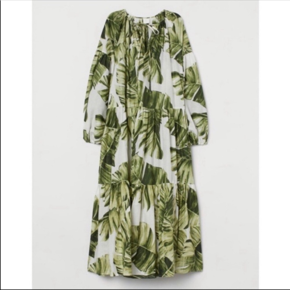 NWOT H&M palm leaf print dress size Large
